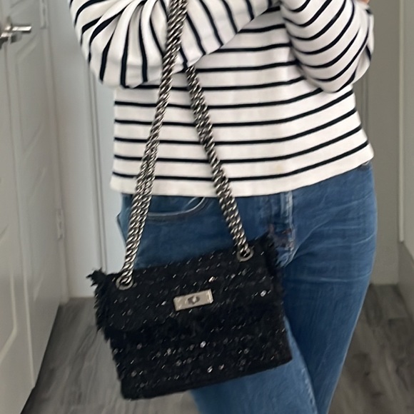 HP 🖤NWOT🖤Kurt Geiger London The Brixton Tweeds Bag Black - Picture 3 of 17